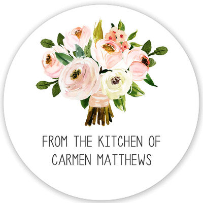 Pink Bouquet Kitchen Round Stickers